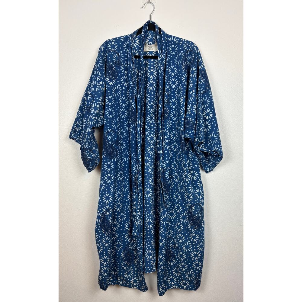 Far West Archives Batik Kimono Tie Waist Printed Unisex Robe One Size